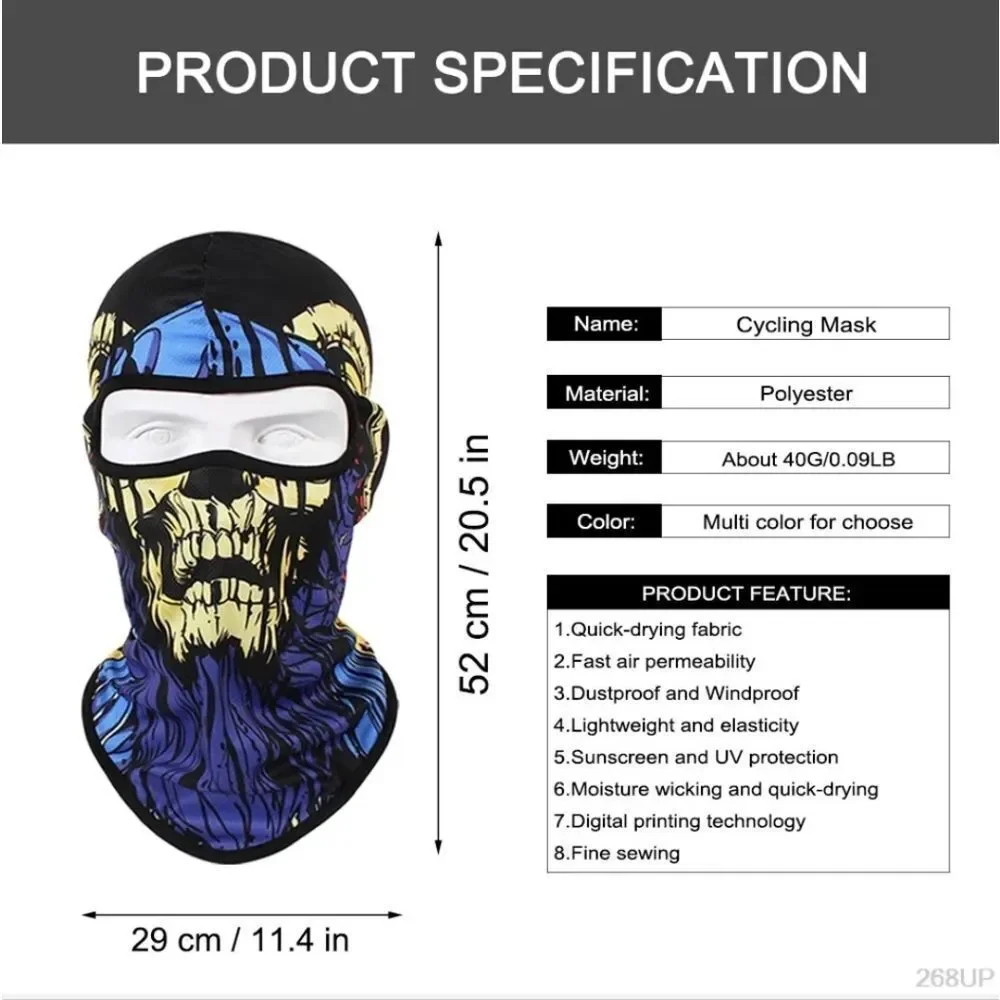 Tactical Skull Ghost Printed Full Face Mask Balaclava Halloween Ski Motorcycle